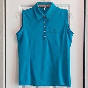 Nike Golf Fit Dry Pelican Hill Resort Sleeveless Blue Polo Shirt Women's Size S